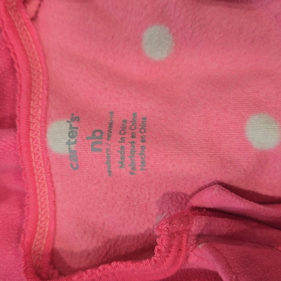 Pink Polka Dot Baby Sleeper with Penguin Design - Picture 2 of 2